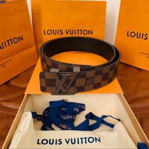 Louis Vuitton Belt Initiales Damier Ebene Canvas